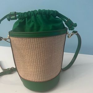 Green and bamboo green barrel bag